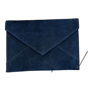 Creazioni Maurizio Black Suede Italian Leather Envelope Clutch Crossbody Bag